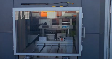 Close-up of a press metal processing. Press installation at a factory for the Stock Footage 134076996