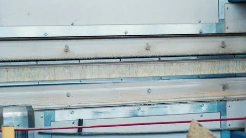 Close-up Press in Workshop. Production Wall Sandwich Panels. Compressing Layers Stock Footage 211607044