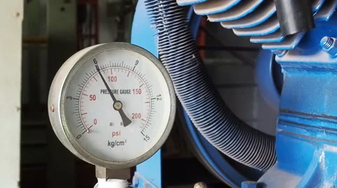 Close up pressure gauge with compressor working. Stock Footage 48186671