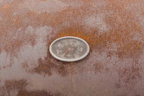 Close-up. Pressure sensor on rusty grunge metal background Stock Photos