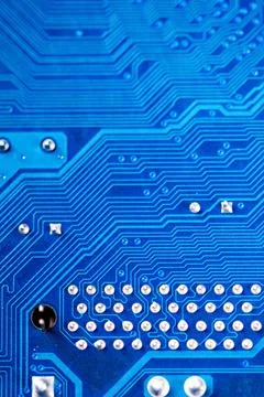 Close-up of a printed blue computer circuit board Stock Photos
