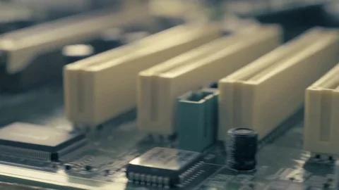 Close-up of printed circuit boards of computers Stock Footage 74513911