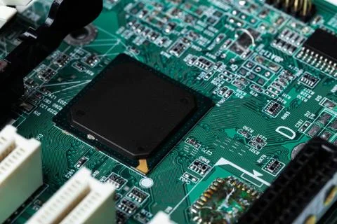 Close up of a printed green computer circuit board Stock Photos