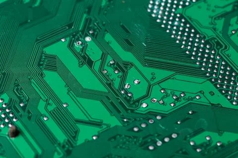 Close up of a printed green computer circuit board Stock Photos