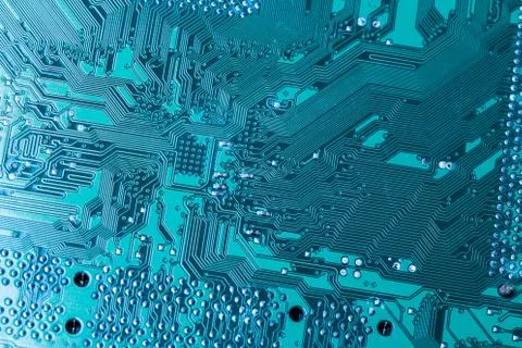 Close up of a printed green computer circuit board Stock Photos