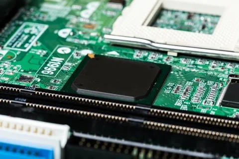 Close up of a printed green computer circuit board Stock Photos