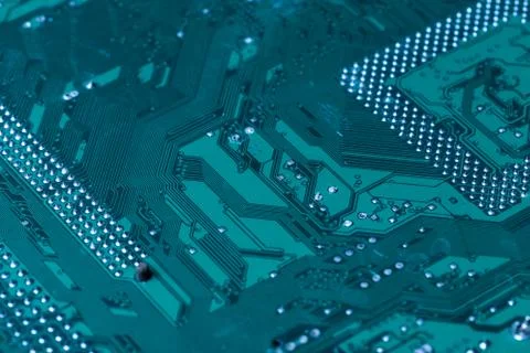 Close up of a printed green computer circuit board Stock Photos