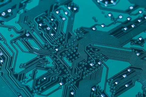 Close up of a printed green computer circuit board Stock Photos