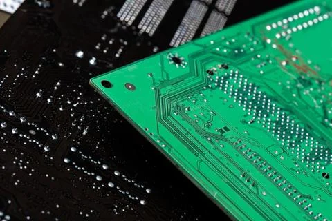 Close up of a printed green computer circuit board Stock Photos