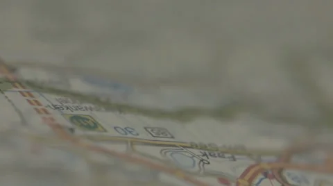 Close up of a printed map critical focus Stock Footage 36094672