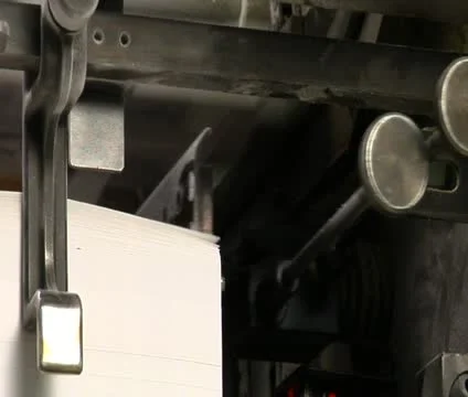 Close-up of printed materials on printing press Stock Footage 21596369