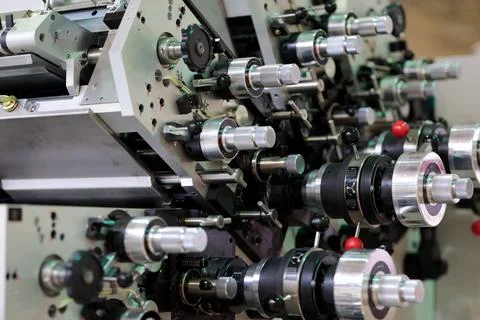 Close up of printer for printing on plastic cups Stock Photos