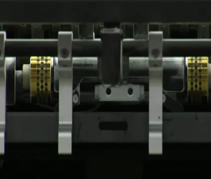 Close-up on printing press in operation Stock Footage 21596261