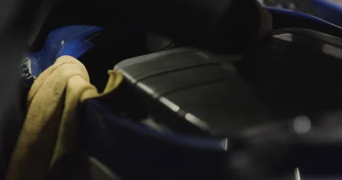 Close up of pro surfers starting and fixing engine of broken water jet ski Stock Footage 160585418