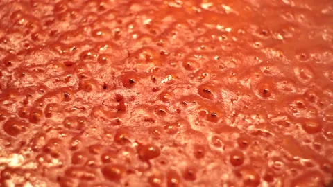 Close up process of boiling vegetable red tomato sauce making delicious snack Stock Footage 150613607