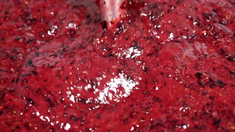 Close-up of the process of grinding berries. Stock Footage 159951292