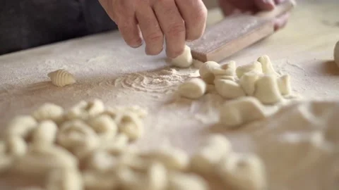 Close up process of homemade vegan tradition italian potatoes gnocchi pasta. Exp Stock Footage 150140871