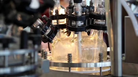 Close up of  process in lab reactor Stock Footage 53807506