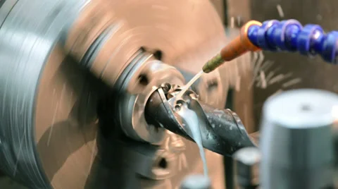 Close-up process of metal drill machining Stock Footage 37807098