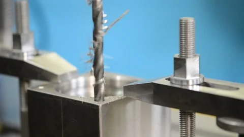 Close-up process of metal drill machining Stock Footage 84117186