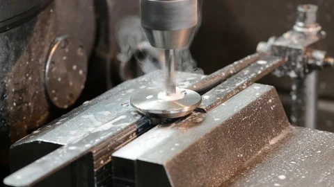 Close-up process of metal drill machining Stock Footage 84117270