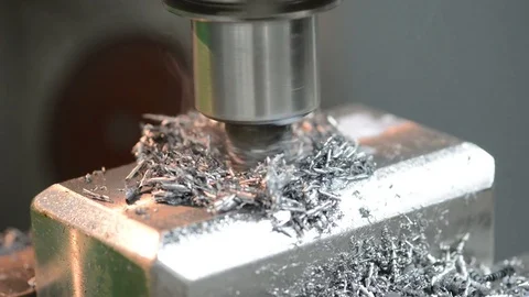 Close-up process of metal machining by mill Stock Footage 84117218