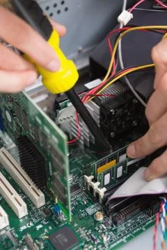 Close-up process of repairing computer Stock Photos