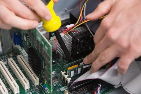 Close-up process of repairing computer Stock Photos