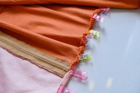 Close-up process of sewing a pillow cushion Stock Photos