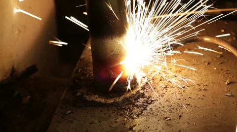 Close up process of welding metals in darkness Stock Footage 54915482