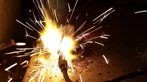 Close up process of welding metals in darkness Stock Footage 59919779