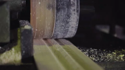 Close Up Of Processing Machine At Industrial Wood Manufacturing Factory Stock Footage 157979643