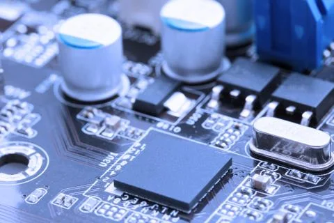 Close up of processor on the computer motherboard Stock Photos