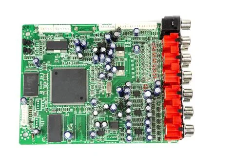 A close-up of the processor microchip surrounded by other electrical compon.. Stock-Fotos