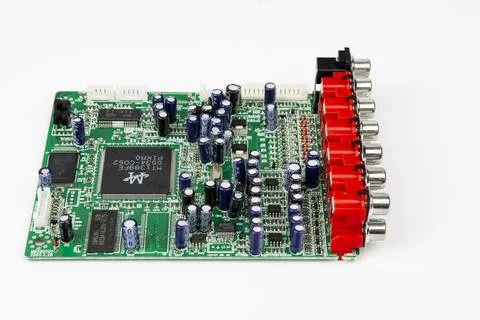 A close-up of the processor microchip surrounded by other electrical compon.. Stock Photos