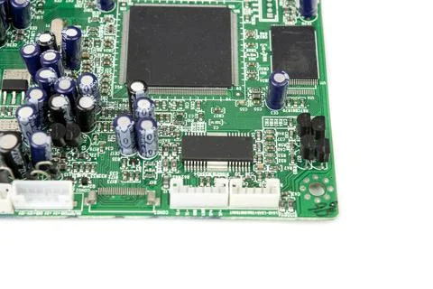 A close-up of the processor microchip surrounded by other electrical compon.. Stock Photos