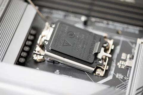 Close-up of the processor socket on the computer motherboard Stock-Fotos