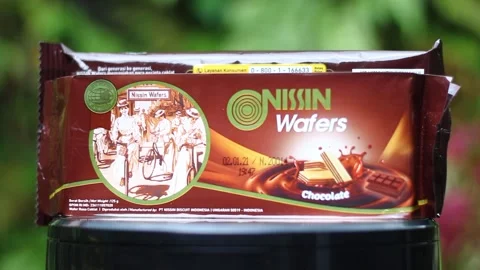Close Up Product Display Package Of Chocolate Biscuit Waffle Wafer Snack In Asia Stock Footage 150230833