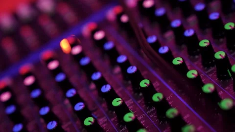 Close up of professional audio mixer console Video stock 331780905
