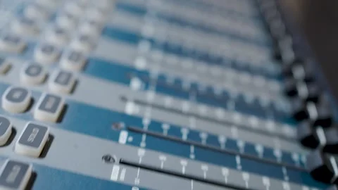 Close-up of Professional Audio Mixing Console Faders in Sound Studio. Detai.. Stock Footage 333915092