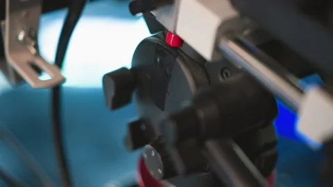 Close-up of professional camera rig showing red button Video stock 317547347