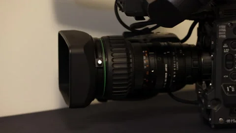 Close-up of Professional Canon Broadcast Camera Lens Stock Footage 330791817
