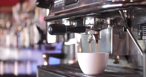 Close up professional coffee machine in coffee shop. Freshly brewed espresso 스톡 동영상 156797133