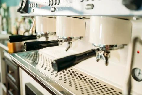 Close-Up of a professional coffee machine Stock Photos
