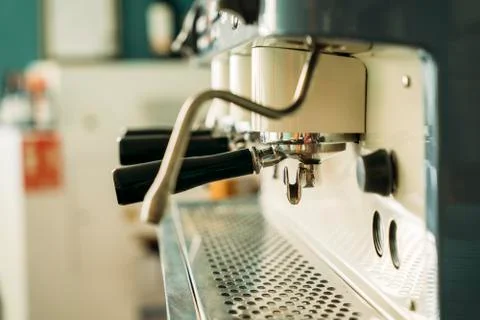 Close-Up of a professional coffee machine Stock Photos