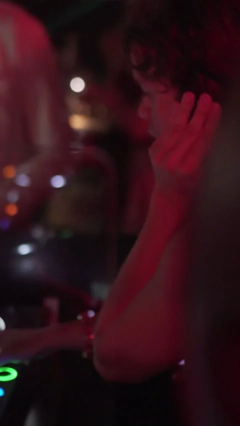 Close Up of Professional DJ Mixing Electronic Music at Nightclub Stock Footage 337902585