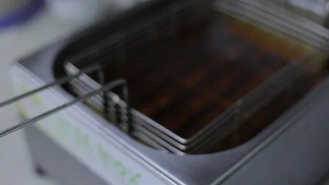 Close Up of Professional Eletric Deep Fryer Stock Footage 129340401