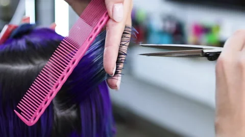 Close up of professional haircutting technique. Stock Footage 277435340