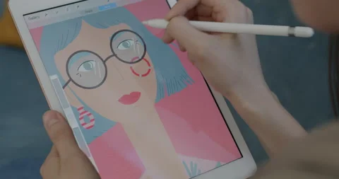 Close-up of professional illustrator creating digital image with graphics tablet 스톡 동영상 239462215