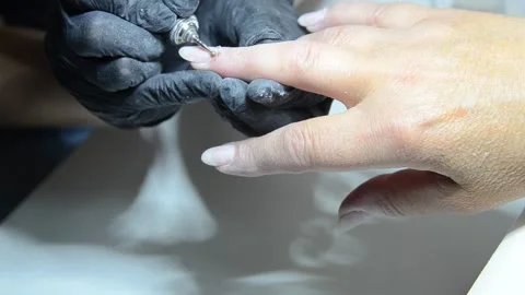 Close-up professional manicure and nail care in beauty salon Stock Footage 344038084